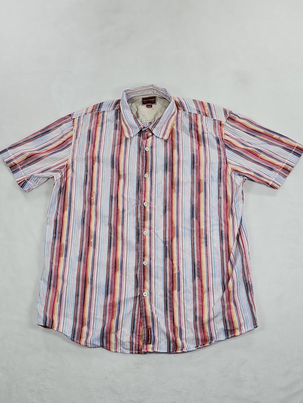 Tommy Hilfiger Denim Red Label Mens Large Multicolor Striped Button Down Shirt